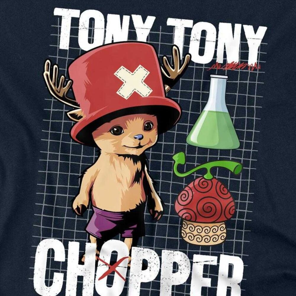 One Piece Live Action Unisex Adult Tony Tony Chopper Schematic T-Shirt / Navy - Picture 3 of 4